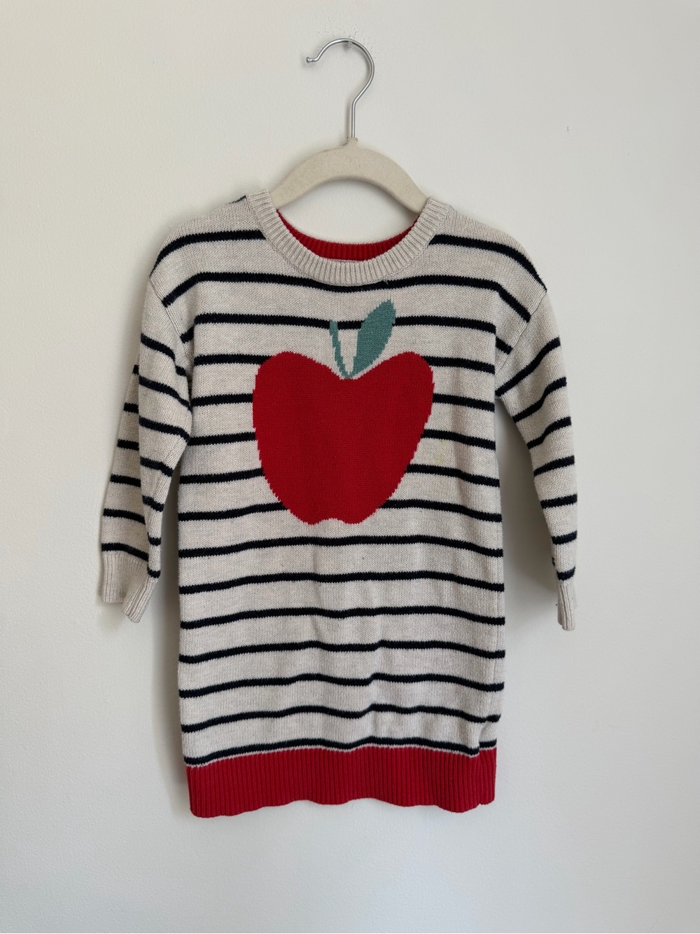 babyGap Striped Knit Sweater Dress with Apple Graphic (Size 3)